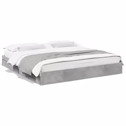 vidaXL Bed Frame with Drawers Bed Black 135x190 cm Double Engineered Wood - concrete grey, 200 x 200 cm