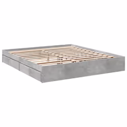 vidaXL Bed Frame with Drawers Bed Black 135x190 cm Double Engineered Wood - concrete grey, 200 x 200 cm