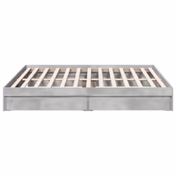 vidaXL Bed Frame with Drawers Bed Black 135x190 cm Double Engineered Wood - concrete grey, 200 x 200 cm - Additional view 4