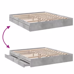 vidaXL Bed Frame with Drawers Bed Black 135x190 cm Double Engineered Wood - concrete grey, 200 x 200 cm - Additional view 6