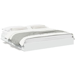 vidaXL Bed Frame with Drawers Bed Black 135x190 cm Double Engineered Wood - white, 180 x 200 cm