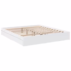 vidaXL Bed Frame with Drawers Bed Black 135x190 cm Double Engineered Wood - white, 180 x 200 cm - Additional view 5