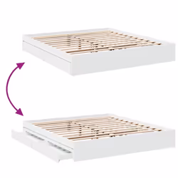 vidaXL Bed Frame with Drawers Bed Black 135x190 cm Double Engineered Wood - white, 180 x 200 cm - Additional view 6