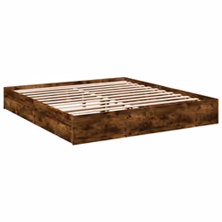 vidaXL Bed Frame with Drawers Bed Black 135x190 cm Double Engineered Wood - smoked oak, 180 x 200 cm - Additional view 2