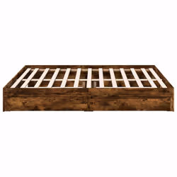 vidaXL Bed Frame with Drawers Bed Black 135x190 cm Double Engineered Wood - smoked oak, 180 x 200 cm - Additional view 4