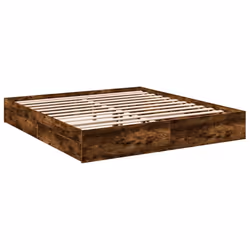 vidaXL Bed Frame with Drawers Bed Black 135x190 cm Double Engineered Wood - smoked oak, 180 x 200 cm - Additional view 5