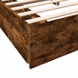 vidaXL Bed Frame with Drawers Bed Black 135x190 cm Double Engineered Wood - smoked oak, 180 x 200 cm - Additional view 7