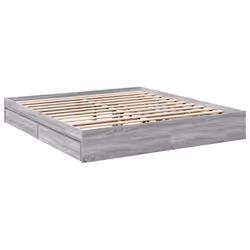 vidaXL Bed Frame with Drawers Bed Black 135x190 cm Double Engineered Wood - grey sonoma, 180 x 200 cm - Additional view 2