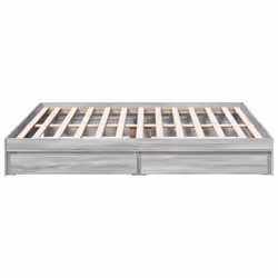 vidaXL Bed Frame with Drawers Bed Black 135x190 cm Double Engineered Wood - grey sonoma, 180 x 200 cm - Additional view 4