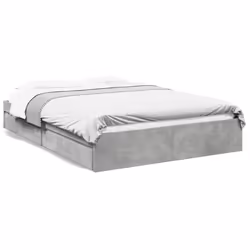 vidaXL Bed Frame with Drawers Bed Black 135x190 cm Double Engineered Wood - concrete grey, 160 x 200 cm