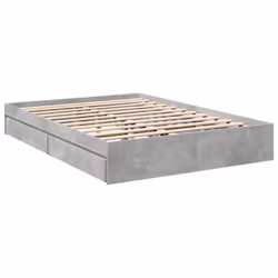 vidaXL Bed Frame with Drawers Bed Black 135x190 cm Double Engineered Wood - concrete grey, 160 x 200 cm