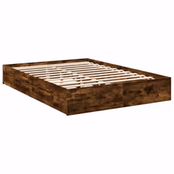 vidaXL Bed Frame with Drawers Bed Black 135x190 cm Double Engineered Wood - smoked oak, 160 x 200 cm - Additional view 2