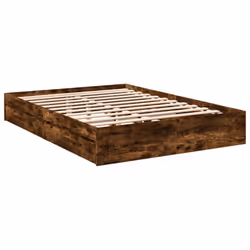 vidaXL Bed Frame with Drawers Bed Black 135x190 cm Double Engineered Wood - smoked oak, 160 x 200 cm - Additional view 5