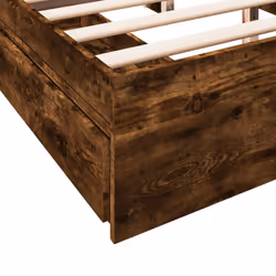 vidaXL Bed Frame with Drawers Bed Black 135x190 cm Double Engineered Wood - smoked oak, 160 x 200 cm - Additional view 7