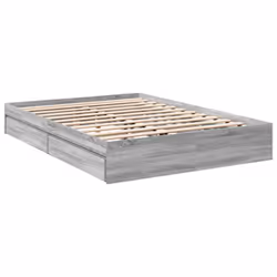 vidaXL Bed Frame with Drawers Bed Black 135x190 cm Double Engineered Wood - grey sonoma, 160 x 200 cm - Additional view 5
