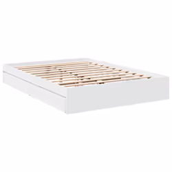 vidaXL Bed Frame with Drawers Bed Black 135x190 cm Double Engineered Wood - white, 150 x 200 cm - Additional view 2