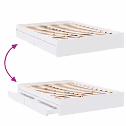 vidaXL Bed Frame with Drawers Bed Black 135x190 cm Double Engineered Wood - white, 150 x 200 cm - Additional view 6