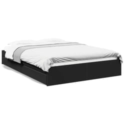 vidaXL Bed Frame with Drawers Bed Black 135x190 cm Double Engineered Wood - black, 150 x 200 cm