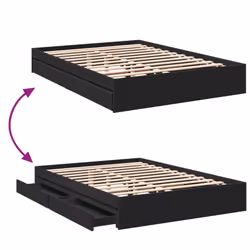 vidaXL Bed Frame with Drawers Bed Black 135x190 cm Double Engineered Wood - black, 150 x 200 cm - Additional view 6