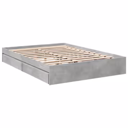 vidaXL Bed Frame with Drawers Bed Black 135x190 cm Double Engineered Wood - concrete grey, 150 x 200 cm - Additional view 5