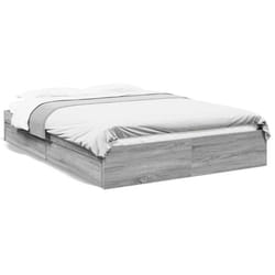 vidaXL Bed Frame with Drawers Bed Black 135x190 cm Double Engineered Wood - grey sonoma, 150 x 200 cm
