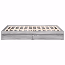 vidaXL Bed Frame with Drawers Bed Black 135x190 cm Double Engineered Wood - grey sonoma, 150 x 200 cm - Additional view 4