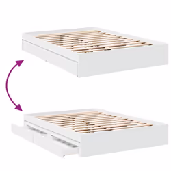 vidaXL Bed Frame with Drawers Bed Black 135x190 cm Double Engineered Wood - white, 140 x 200 cm - Additional view 6