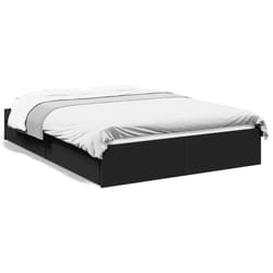 vidaXL Bed Frame with Drawers Bed Black 135x190 cm Double Engineered Wood - black, 140 x 200 cm