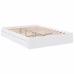 vidaXL Bed Frame with Drawers Bed Black 135x190 cm Double Engineered Wood - white, 120 x 200 cm - Additional view 2