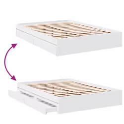 vidaXL Bed Frame with Drawers Bed Black 135x190 cm Double Engineered Wood - white, 120 x 200 cm - Additional view 6