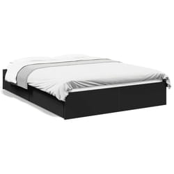 vidaXL Bed Frame with Drawers Bed Black 135x190 cm Double Engineered Wood - black, 120 x 200 cm