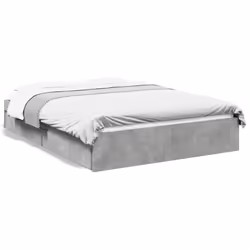 vidaXL Bed Frame with Drawers Bed Black 135x190 cm Double Engineered Wood - concrete grey, 120 x 200 cm