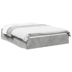vidaXL Bed Frame with Drawers Bed Black 135x190 cm Double Engineered Wood - concrete grey, 120 x 200 cm