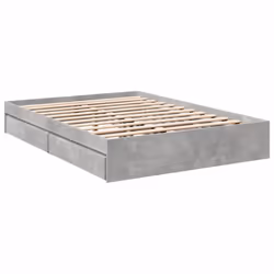 vidaXL Bed Frame with Drawers Bed Black 135x190 cm Double Engineered Wood - concrete grey, 120 x 200 cm
