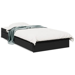 vidaXL Bed Frame with Drawers Bed Black 135x190 cm Double Engineered Wood - black, 100 x 200 cm