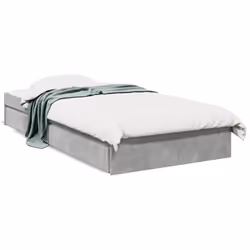vidaXL Bed Frame with Drawers Bed Black 135x190 cm Double Engineered Wood - concrete grey, 100 x 200 cm