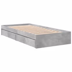 vidaXL Bed Frame with Drawers Bed Black 135x190 cm Double Engineered Wood - concrete grey, 100 x 200 cm