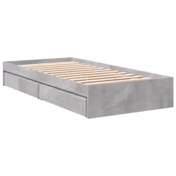 vidaXL Bed Frame with Drawers Bed Black 135x190 cm Double Engineered Wood - concrete grey, 100 x 200 cm - Additional view 5