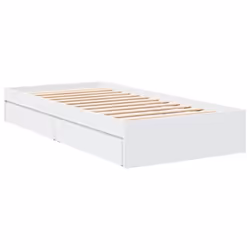 vidaXL Bed Frame with Drawers Bed Black 135x190 cm Double Engineered Wood - white, 90 x 200 cm - Additional view 2
