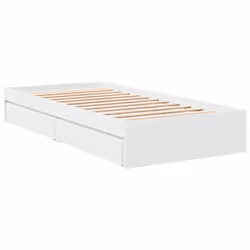 vidaXL Bed Frame with Drawers Bed Black 135x190 cm Double Engineered Wood - white, 90 x 200 cm - Additional view 5
