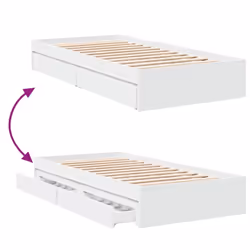 vidaXL Bed Frame with Drawers Bed Black 135x190 cm Double Engineered Wood - white, 90 x 200 cm - Additional view 6
