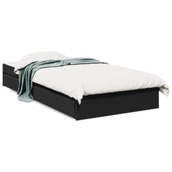 vidaXL Bed Frame with Drawers Bed Black 135x190 cm Double Engineered Wood - black, 90 x 200 cm