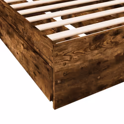 vidaXL Bed Frame with Drawers Bed Black 135x190 cm Double Engineered Wood - smoked oak, 90 x 200 cm - Additional view 7