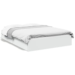 vidaXL Bed Frame with Drawers Bed Black 135x190 cm Double Engineered Wood - white, 140 x 190 cm