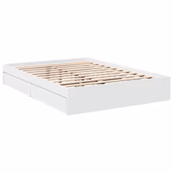 vidaXL Bed Frame with Drawers Bed Black 135x190 cm Double Engineered Wood - white, 140 x 190 cm