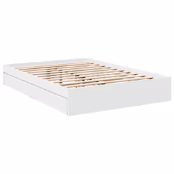 vidaXL Bed Frame with Drawers Bed Black 135x190 cm Double Engineered Wood - white, 140 x 190 cm - Additional view 5