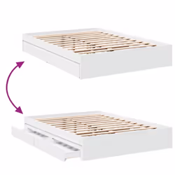 vidaXL Bed Frame with Drawers Bed Black 135x190 cm Double Engineered Wood - white, 140 x 190 cm - Additional view 6