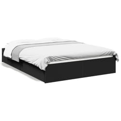 vidaXL Bed Frame with Drawers Bed Black 135x190 cm Double Engineered Wood - black, 140 x 190 cm