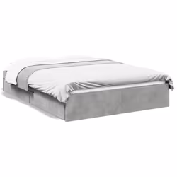 vidaXL Bed Frame with Drawers Bed Black 135x190 cm Double Engineered Wood - concrete grey, 135 x 190 cm
