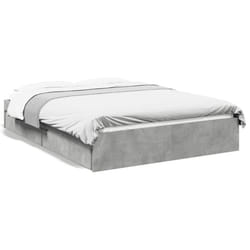 vidaXL Bed Frame with Drawers Bed Black 135x190 cm Double Engineered Wood - concrete grey, 135 x 190 cm